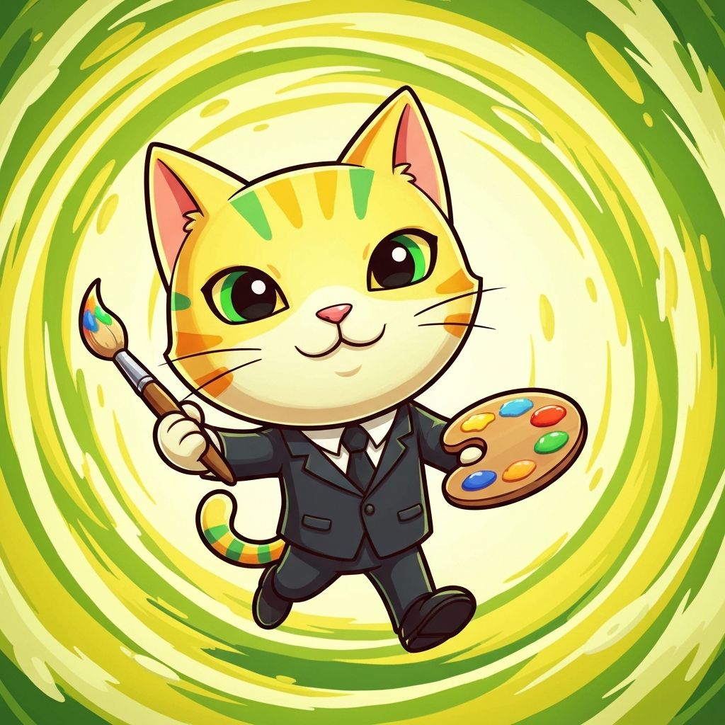Creative cat with paintbrush